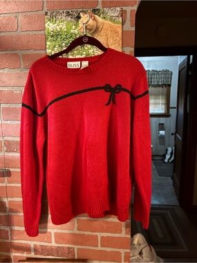 RUSS Red Sweater with Black Bow Accent